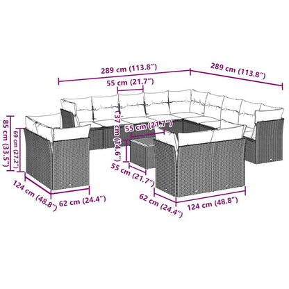 14-Delige Loungeset Met Kussens Poly Rattan