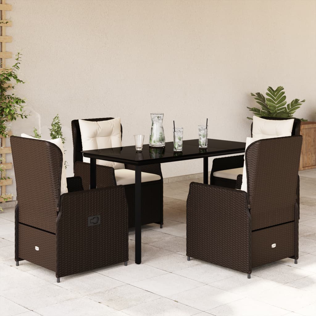 5-Delige Tuinset Met Kussens Poly Rattan