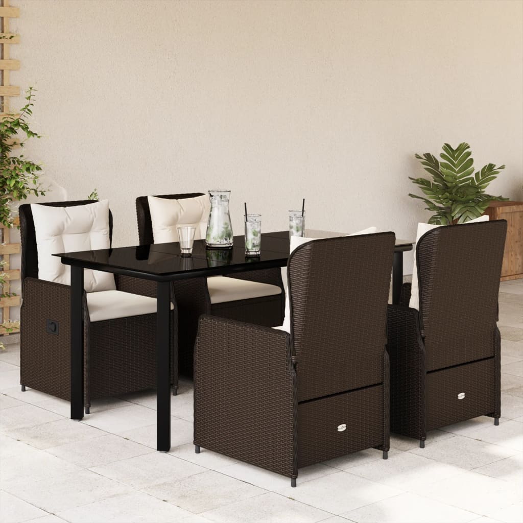 5-Delige Tuinset Met Kussens Poly Rattan