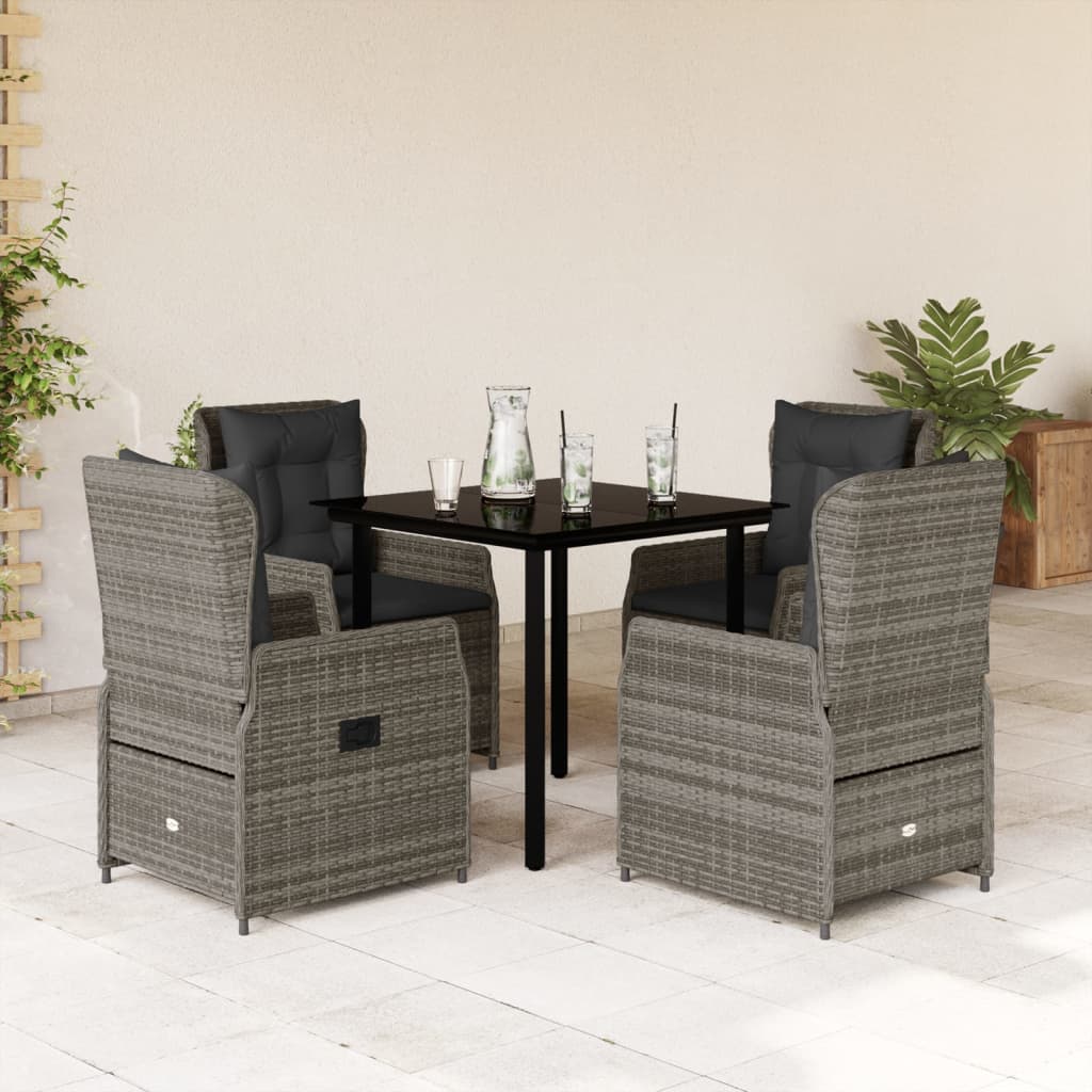 5-Delige Tuinset Met Kussens Poly Rattan