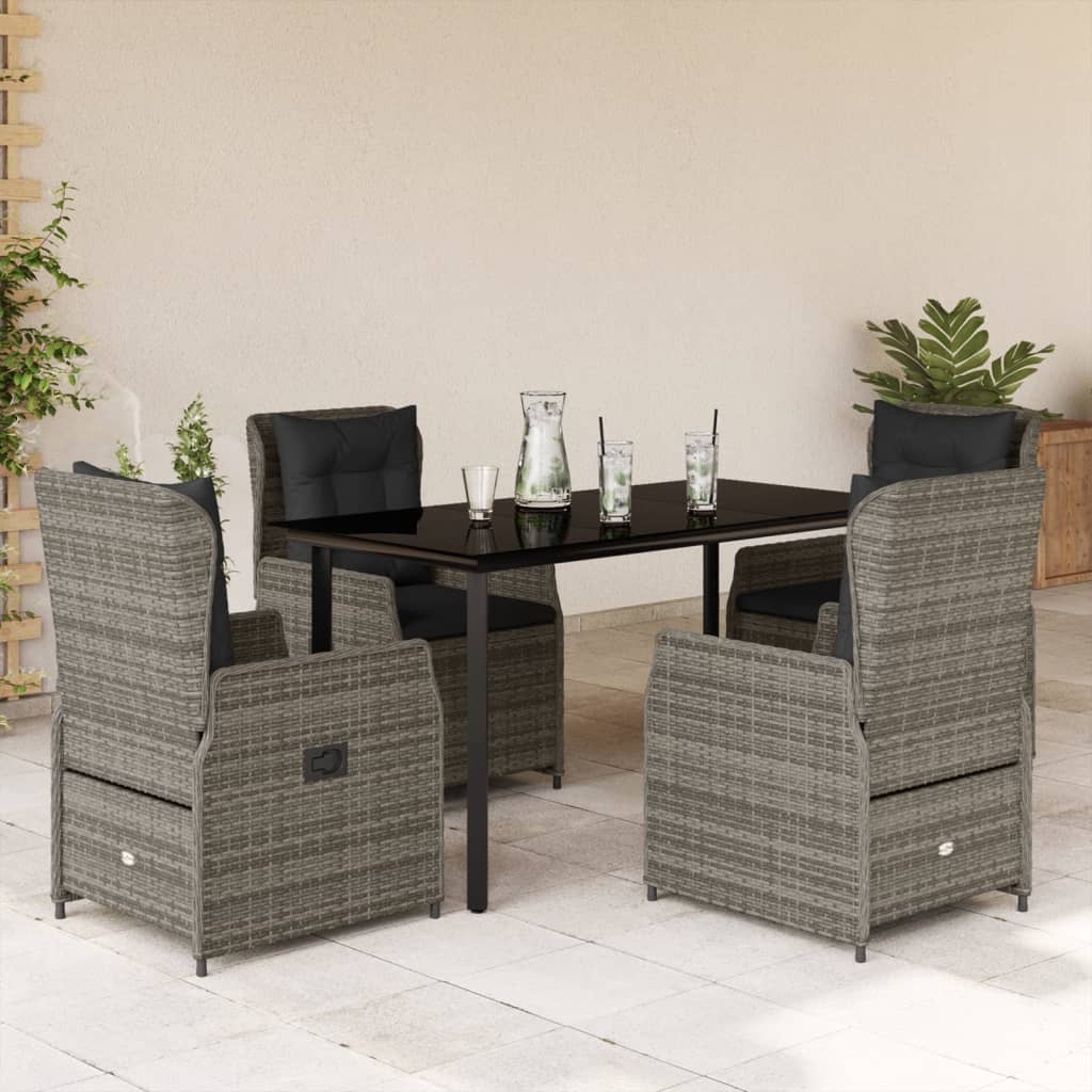 5-Delige Tuinset Met Kussens Poly Rattan