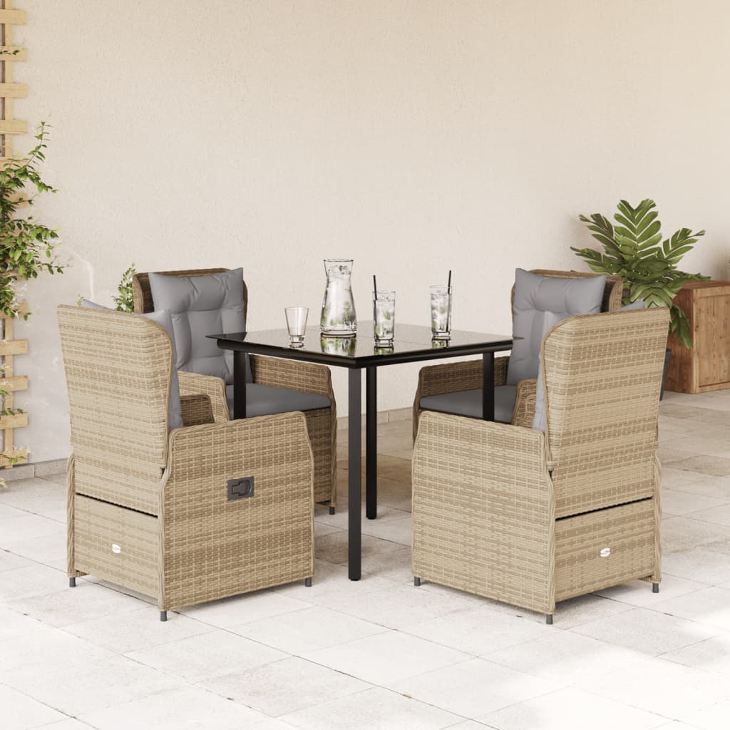5-Delige Tuinset Met Kussens Poly Rattan