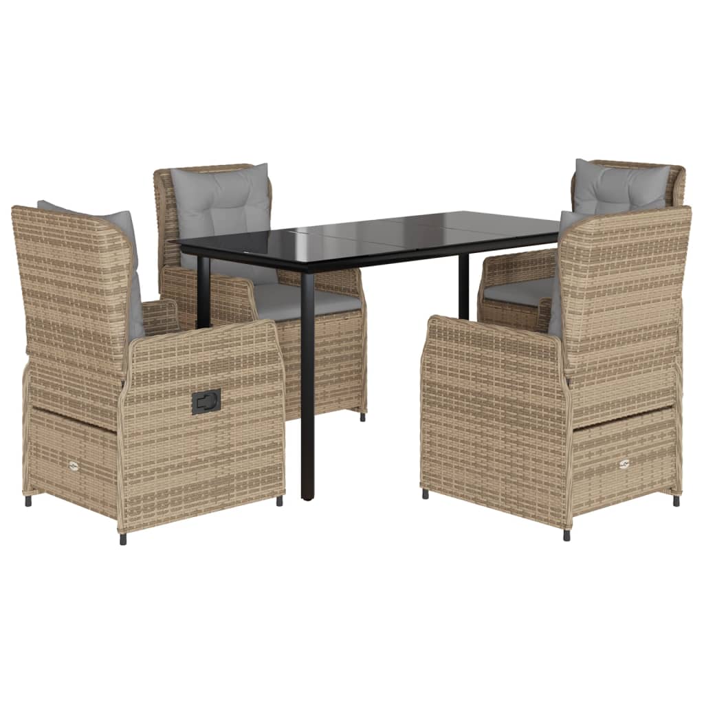 5-Delige Tuinset Met Kussens Poly Rattan