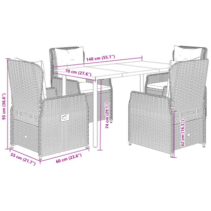 5-Delige Tuinset Met Kussens Poly Rattan