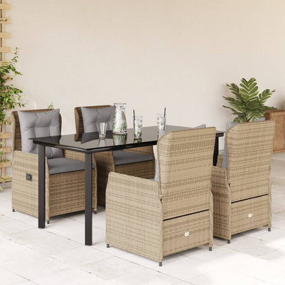 5-Delige Tuinset Met Kussens Poly Rattan