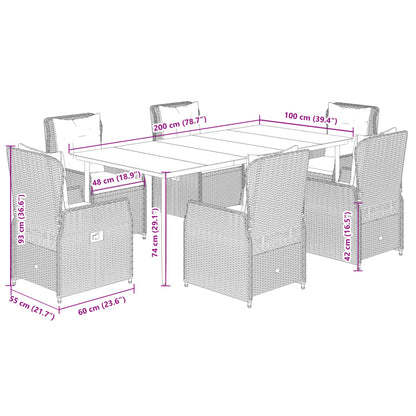7-Delige Tuinset Met Kussens Poly Rattan