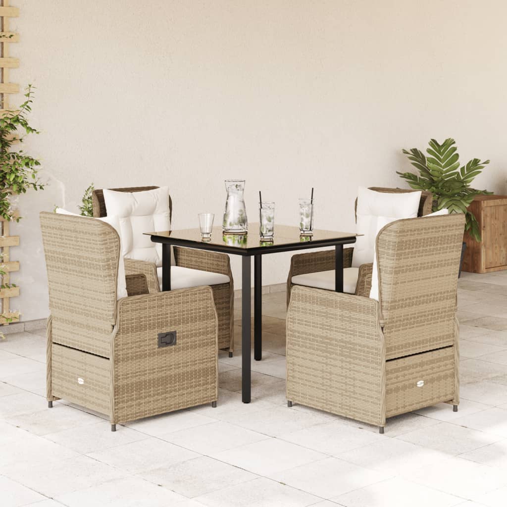 5-Delige Tuinset Met Kussens Poly Rattan