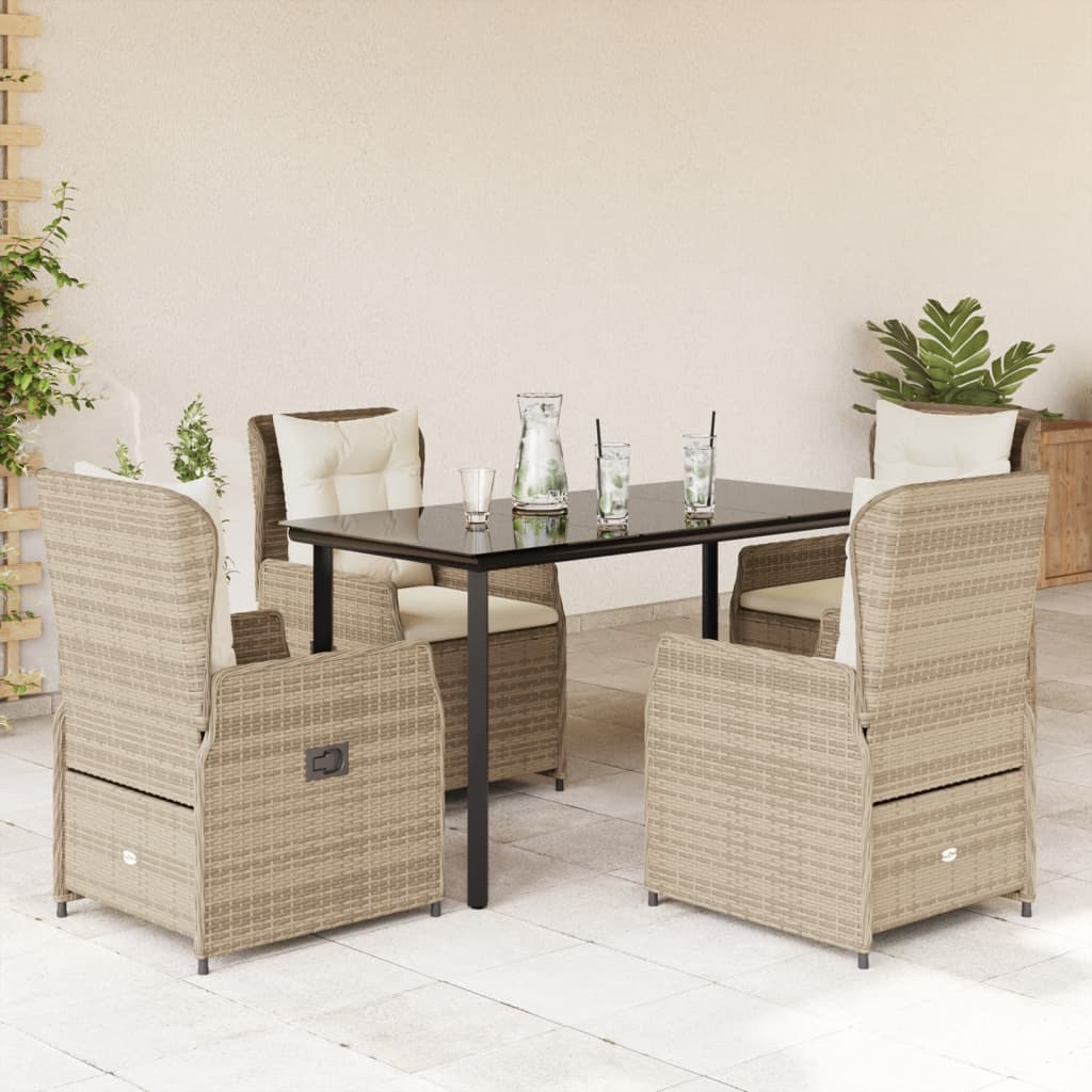 5-Delige Tuinset Met Kussens Poly Rattan