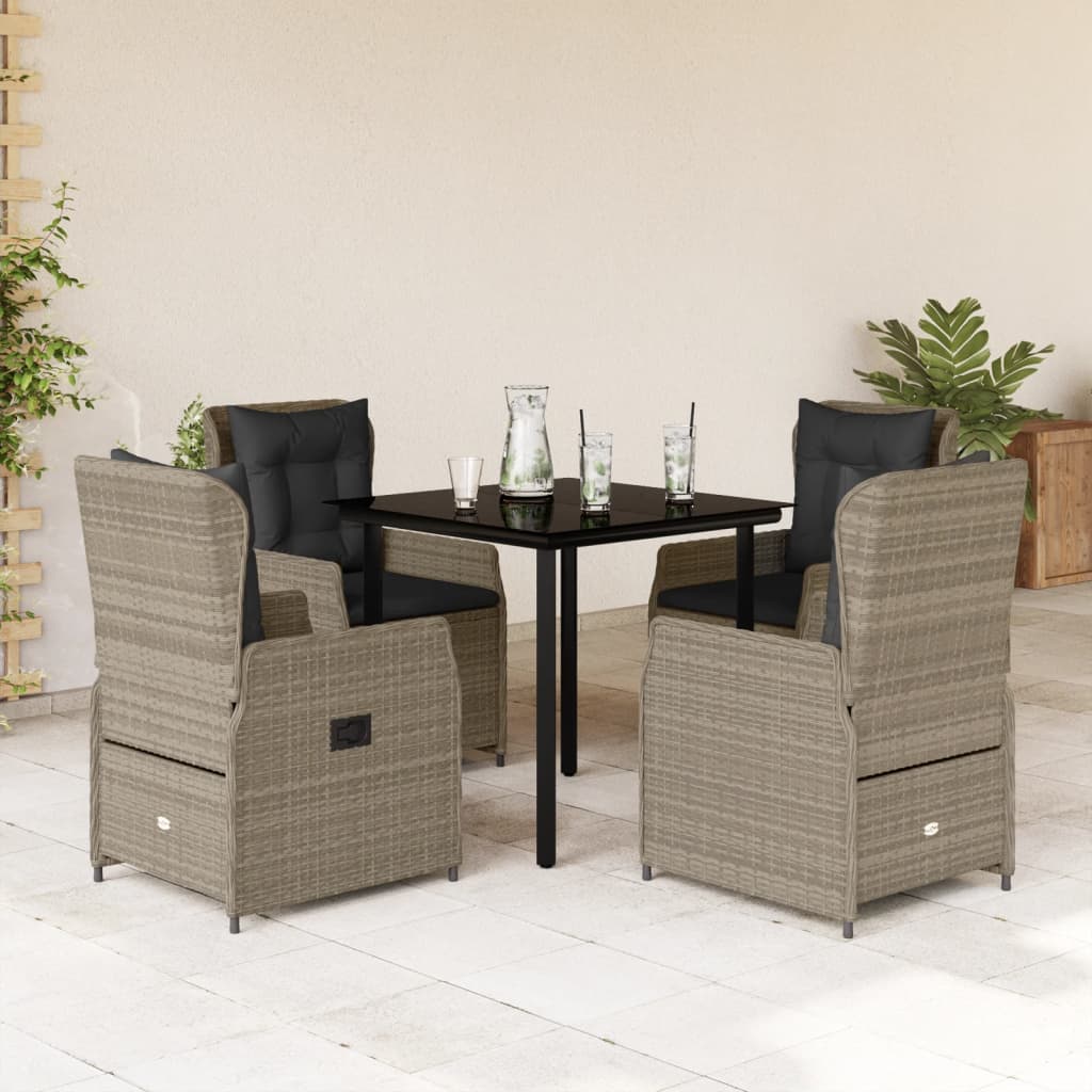 5-Delige Tuinset Met Kussens Poly Rattan