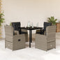 5-Delige Tuinset Met Kussens Poly Rattan