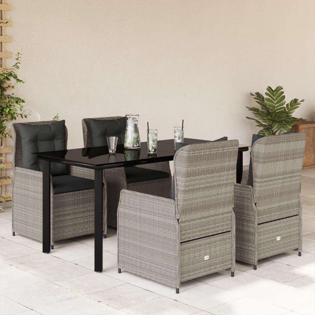 5-Delige Tuinset Met Kussens Poly Rattan