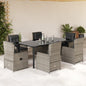 5-Delige Tuinset Met Kussens Poly Rattan