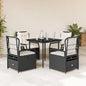 5-Delige Tuinset Met Kussens Poly Rattan