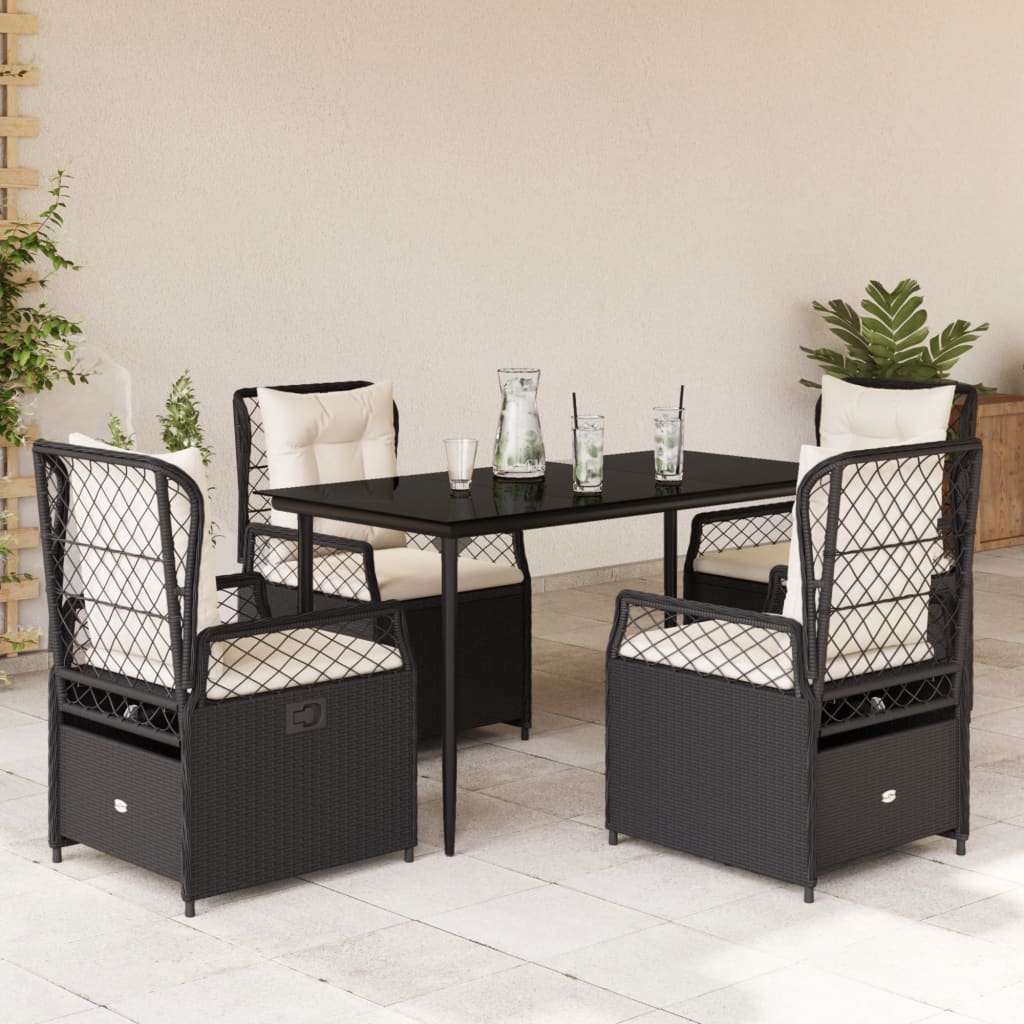 5-Delige Tuinset Met Kussens Poly Rattan