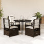 5-Delige Tuinset Met Kussens Poly Rattan
