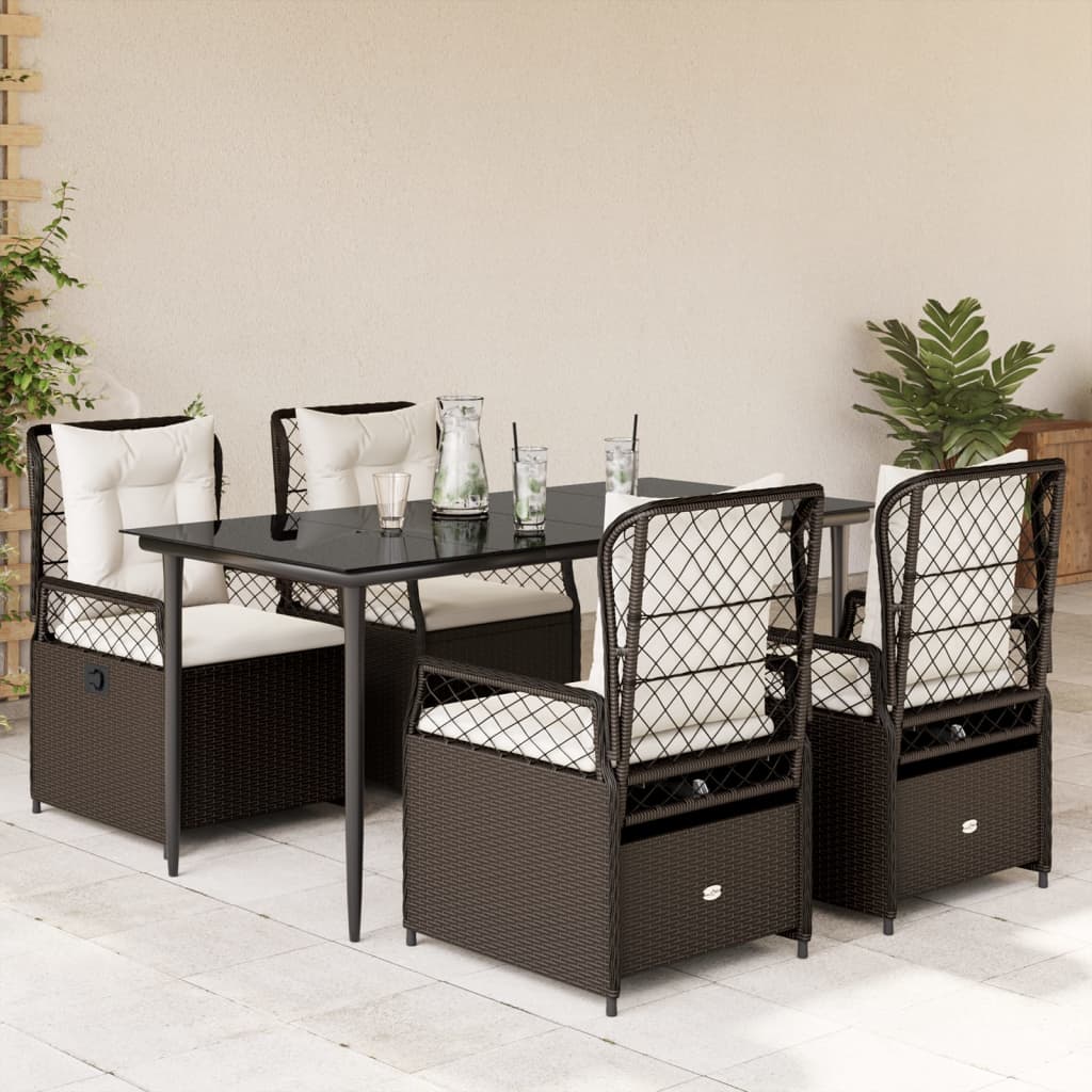5-Delige Tuinset Met Kussens Poly Rattan