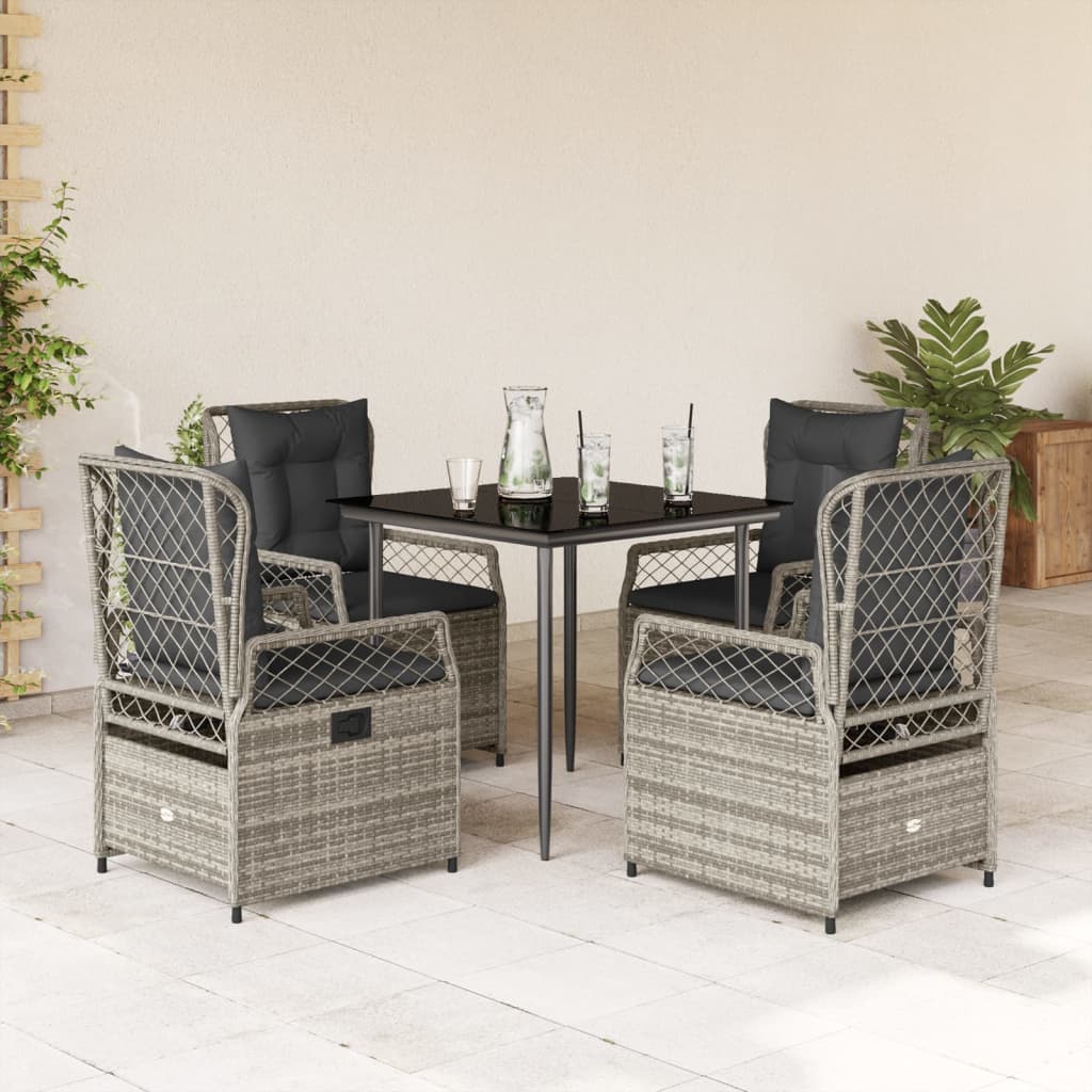 5-Delige Tuinset Met Kussens Poly Rattan