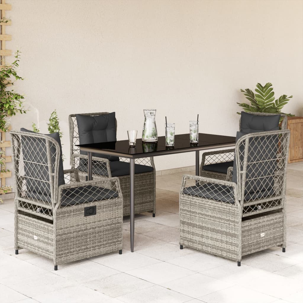5-Delige Tuinset Met Kussens Poly Rattan