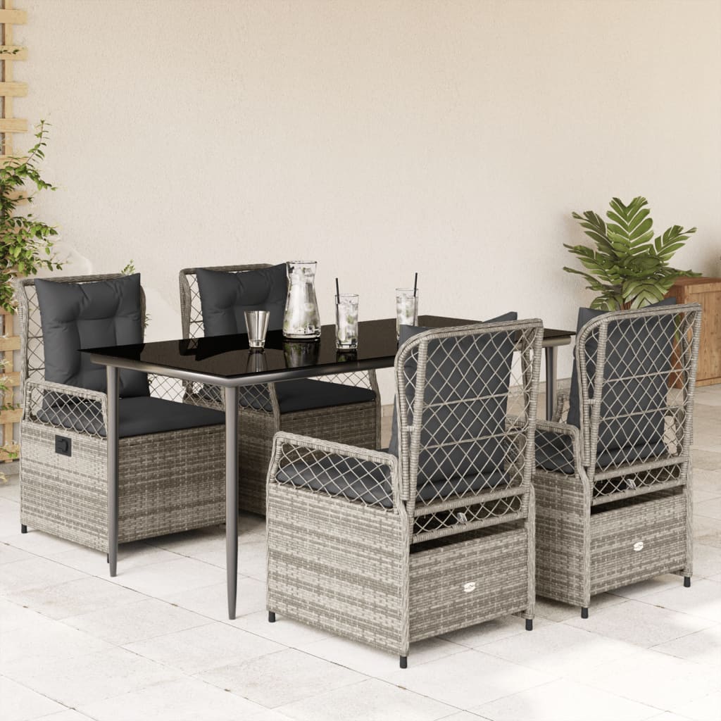 5-Delige Tuinset Met Kussens Poly Rattan