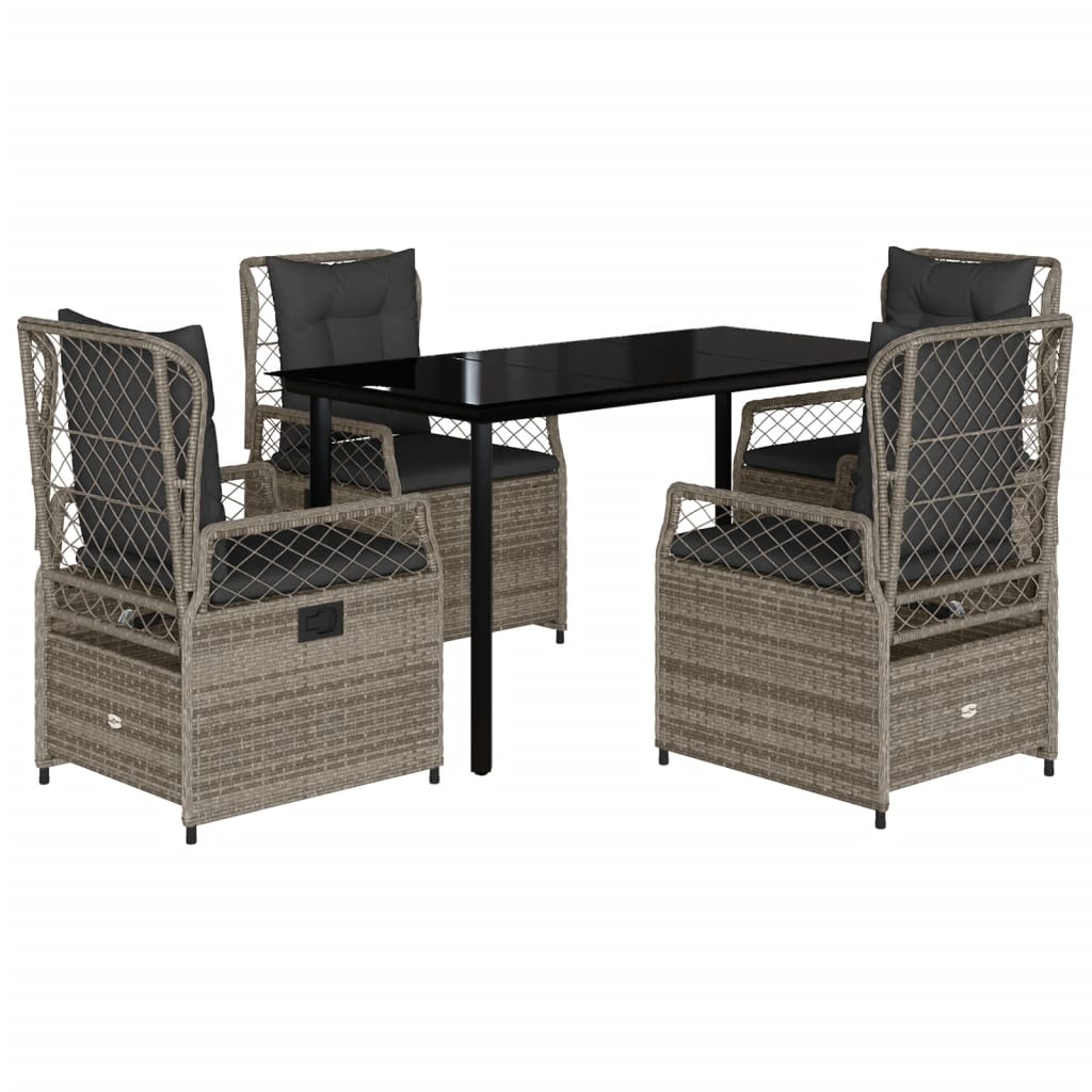 5-Delige Tuinset Met Kussens Poly Rattan