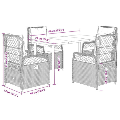 5-Delige Tuinset Met Kussens Poly Rattan