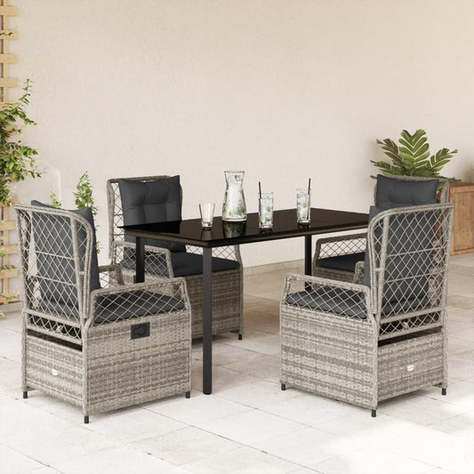 5-Delige Tuinset Met Kussens Poly Rattan