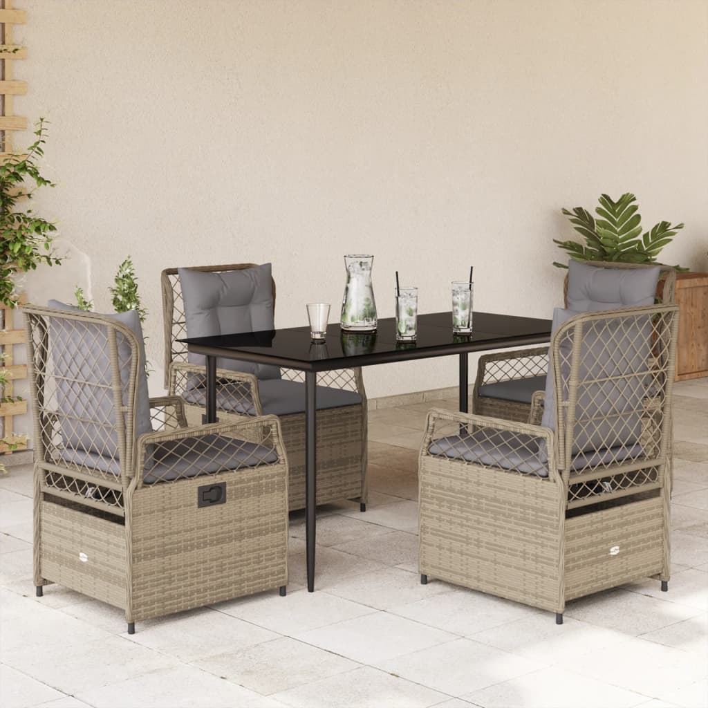 5-Delige Tuinset Met Kussens Poly Rattan