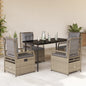 5-Delige Tuinset Met Kussens Poly Rattan