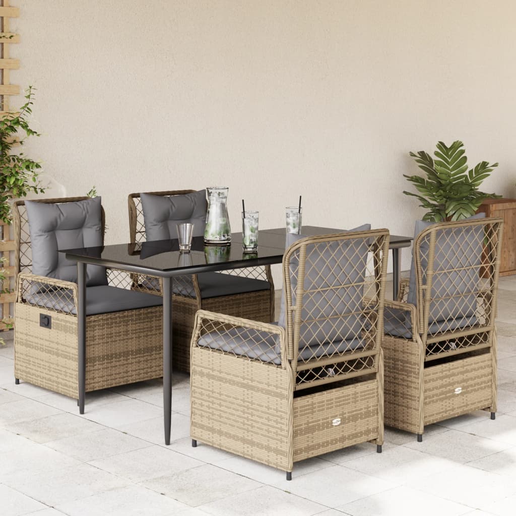 5-Delige Tuinset Met Kussens Poly Rattan