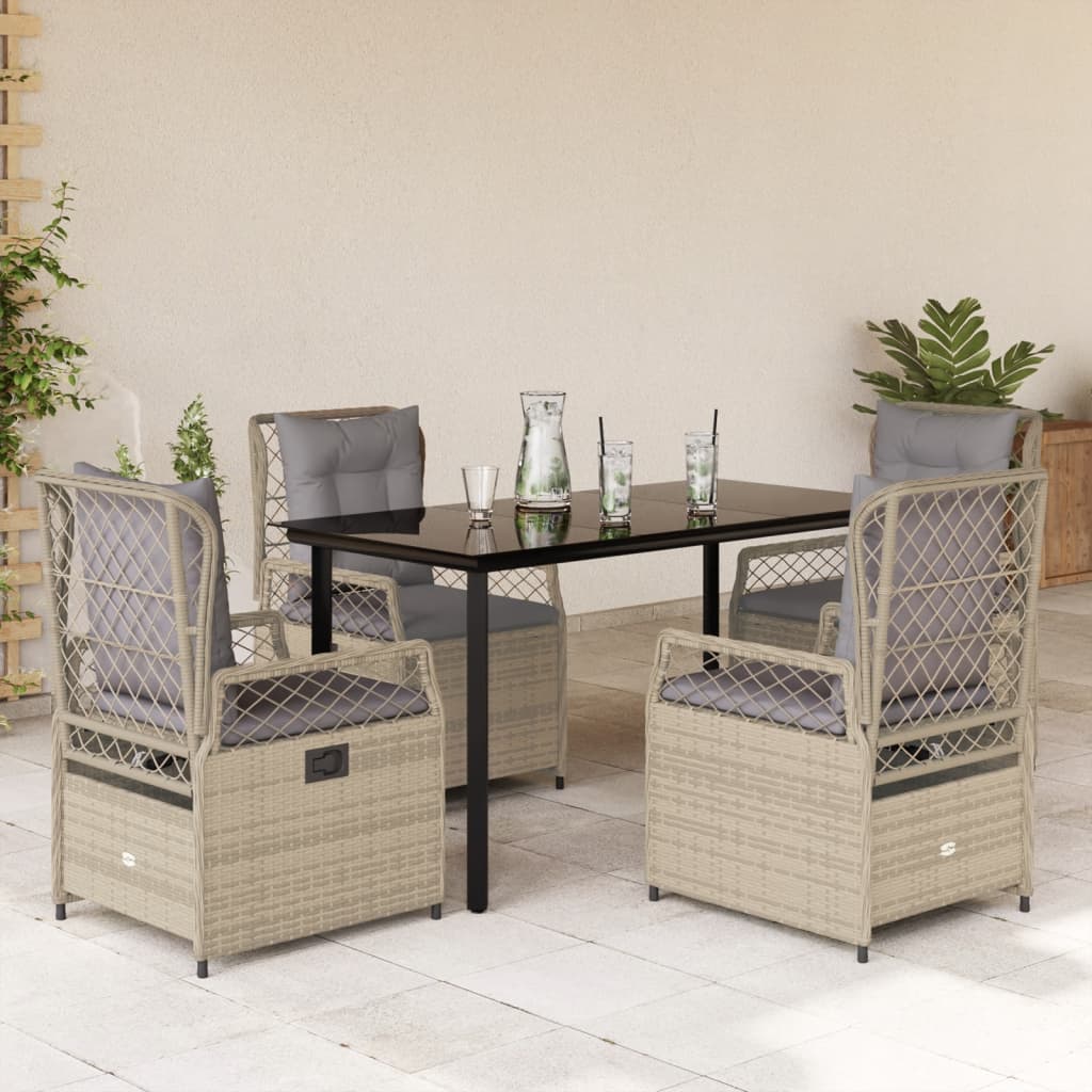 5-Delige Tuinset Met Kussens Poly Rattan