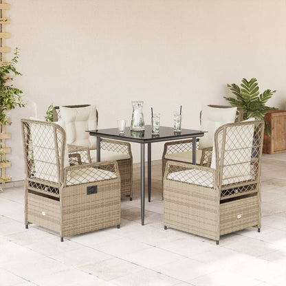 5-Delige Tuinset Met Kussens Poly Rattan