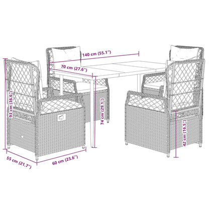 5-Delige Tuinset Met Kussens Poly Rattan