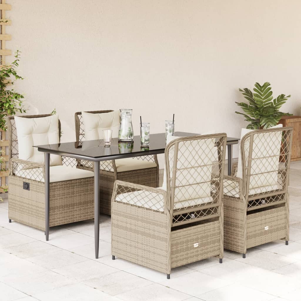 5-Delige Tuinset Met Kussens Poly Rattan