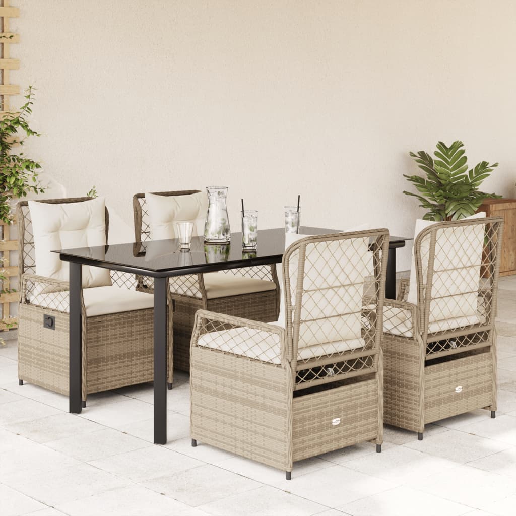 5-Delige Tuinset Met Kussens Poly Rattan