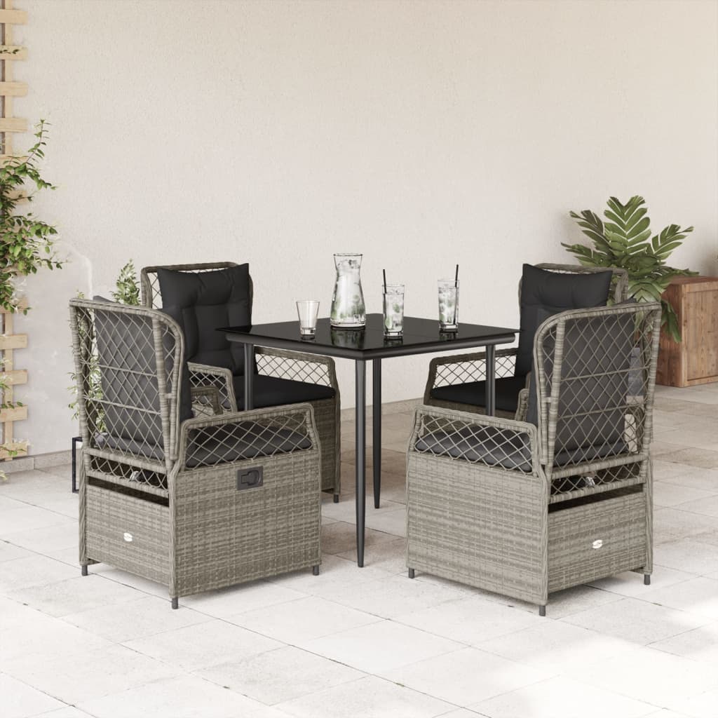 5-Delige Tuinset Met Kussens Poly Rattan