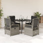 5-Delige Tuinset Met Kussens Poly Rattan