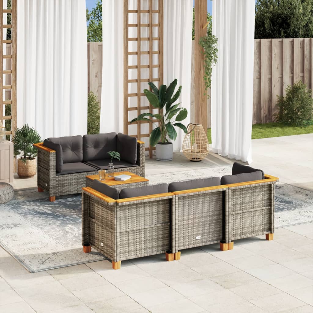 6-Delige Loungeset Met Kussens Poly Rattan