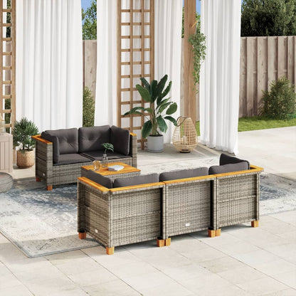 6-Delige Loungeset Met Kussens Poly Rattan