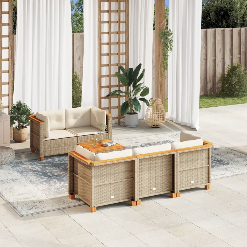 6-Delige Loungeset Met Kussens Poly Rattan