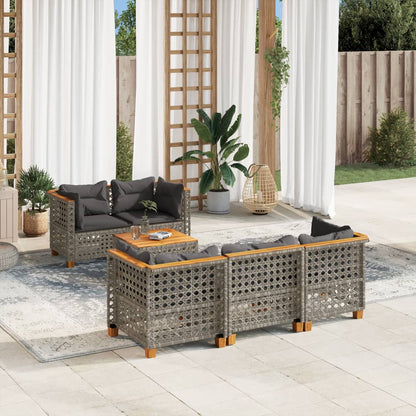 6-Delige Loungeset Met Kussens Poly Rattan