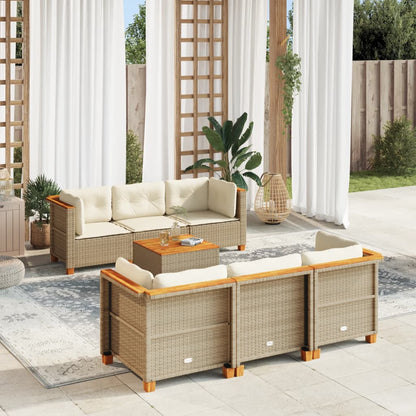 7-Delige Loungeset Met Kussens Poly Rattan