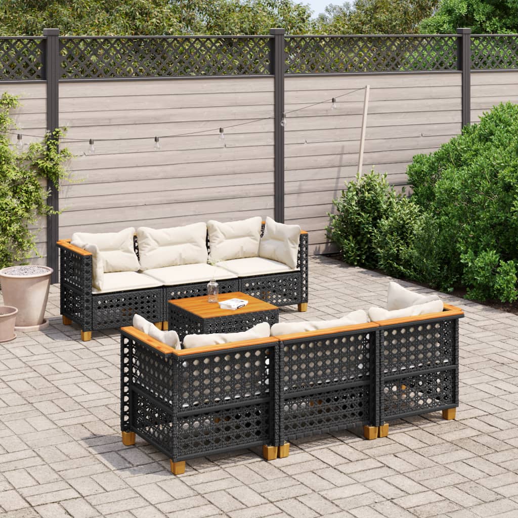 7-Delige Loungeset Met Kussens Poly Rattan