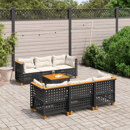 7-Delige Loungeset Met Kussens Poly Rattan