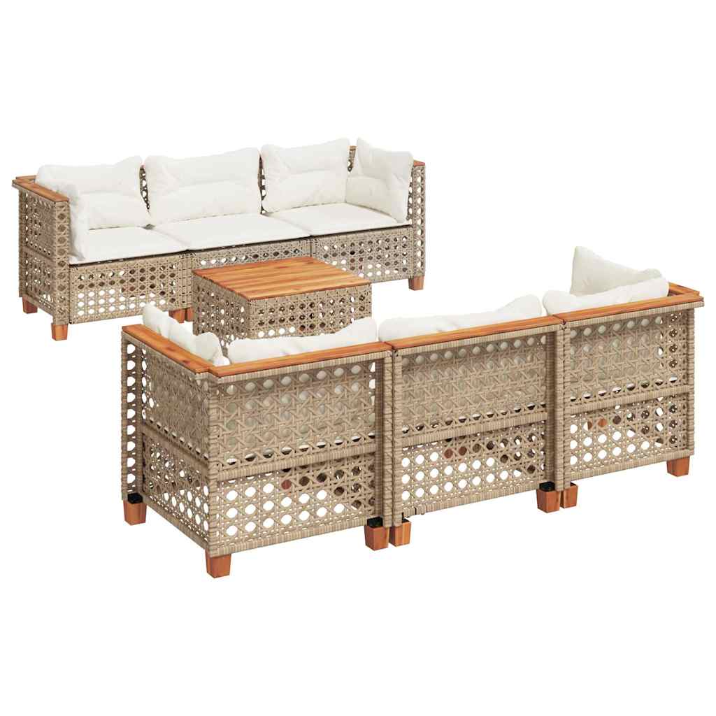 7-Delige Loungeset Met Kussens Poly Rattan