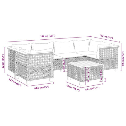 7-Delige Loungeset Met Kussens Poly Rattan