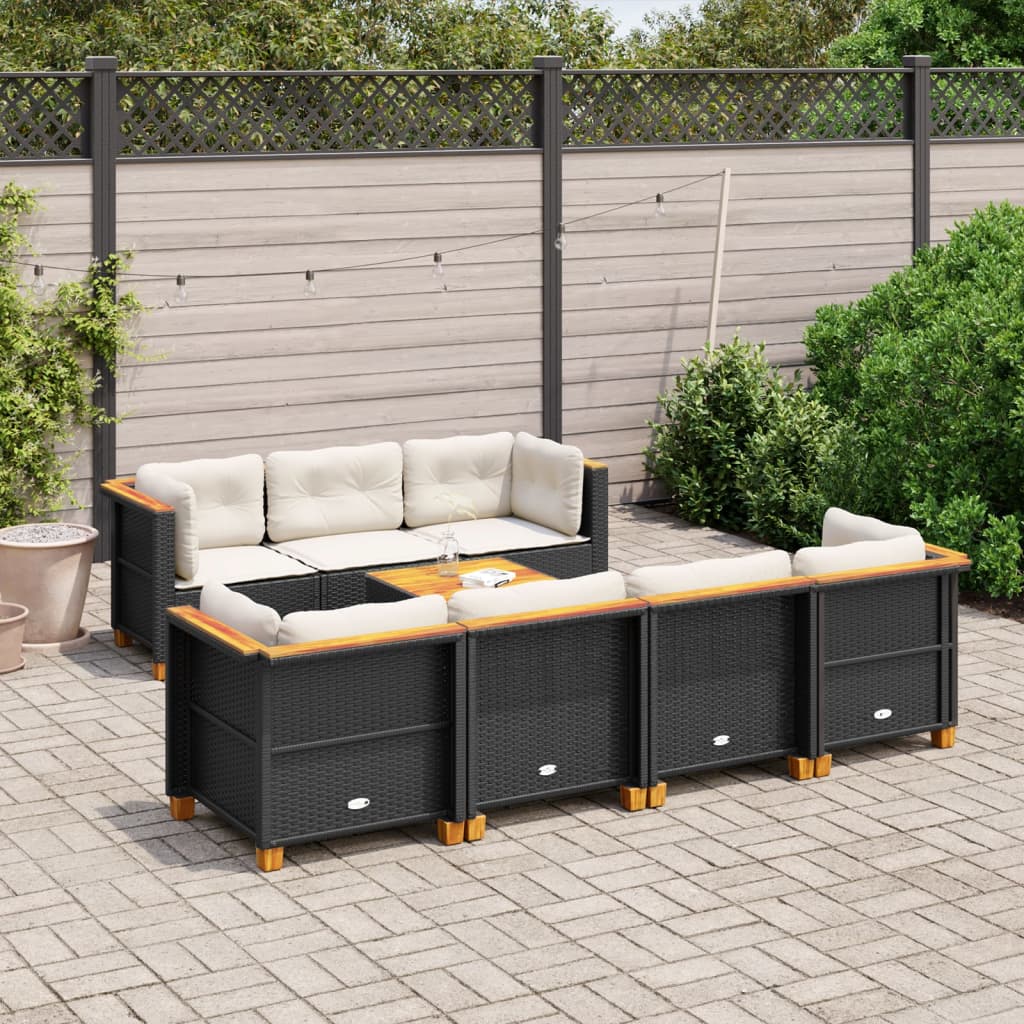 8-Delige Loungeset Met Kussens Poly Rattan