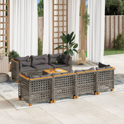 8-Delige Loungeset Met Kussens Poly Rattan