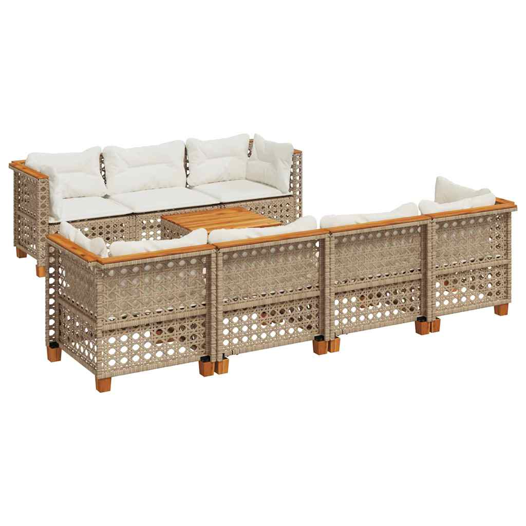 8-Delige Loungeset Met Kussens Poly Rattan