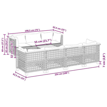 8-Delige Loungeset Met Kussens Poly Rattan