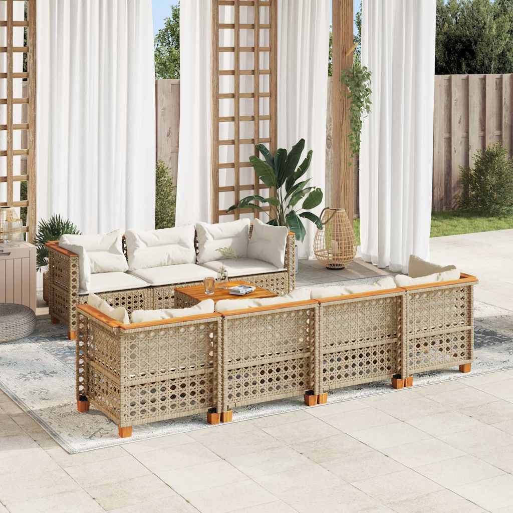 8-Delige Loungeset Met Kussens Poly Rattan
